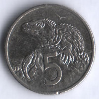 Монета 5 центов. 1985 год, Новая Зеландия.
