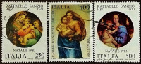 Набор почтовых марок (3 шт.). "Рождество-1983: 500-летие со дня рождения Рафаэля". 1983 год, Италия.