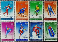 Набор марок (8 шт.). "Зимние Олимпийские игры - Калгари`1988". 1987 год, Румыния.