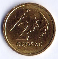Монета 2 гроша. 2019 год, Польша.