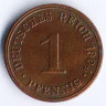 Монета 1 пфенниг. 1904 год (J), Германская империя.