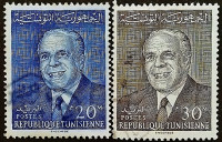 Набор почтовых марок (2 шт.). "Президент Бургиба". 1964 год, Тунис.
