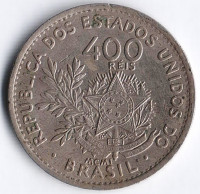 Монета 400 рейсов. 1901 год, Бразилия.