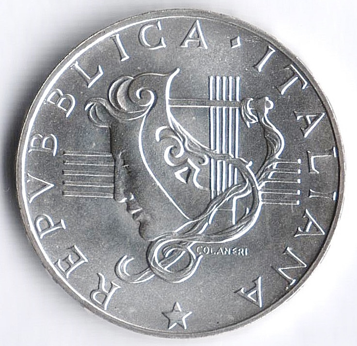 Монета 500 лир. 1985 год, Италия. Европейский год музыки.