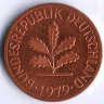 Монета 1 пфенниг. 1979(J) год, ФРГ.