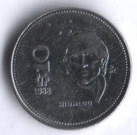 Монета 10 песо. 1988 год, Мексика. Мигель Идальго.