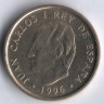 Монета 100 песет. 1996 год, Испания. Здание Национальной библиотеки.