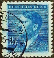Почтовая марка (2 kr.). "Адольф Гитлер". 1942 год, Богемия и Моравия.