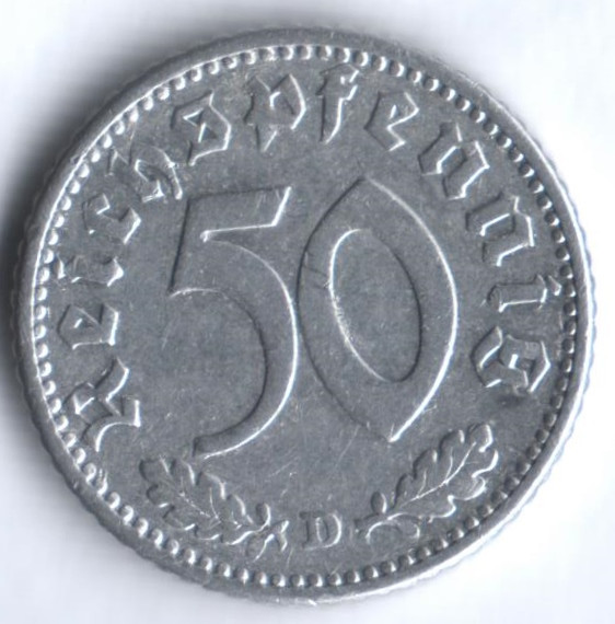 50 рейхспфеннигов. 1940 год (D), Третий Рейх.
