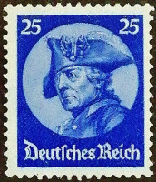 Марка почтовая (25 pf.). "Фридрих Великий". 1933 год, Германский рейх.
