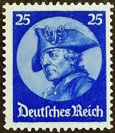 Марка почтовая (25 pf.). "Фридрих Великий". 1933 год, Германский рейх.