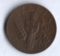 Монета 10 чентезимо. 1938 год, Италия.