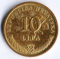 Монета 10 лип. 2010 год, Хорватия.