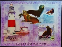 Мини-блок. "Тюлени и морские львы". 2006 год, Гвинея-Бисау.