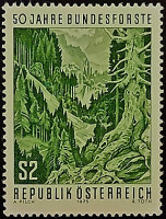 Марка почтовая. "Федеральные леса, 50-летие". 1975 год, Австрия.