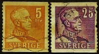 Набор почтовых марок (2 шт.). "Король Густав V". 1948 год, Швеция.