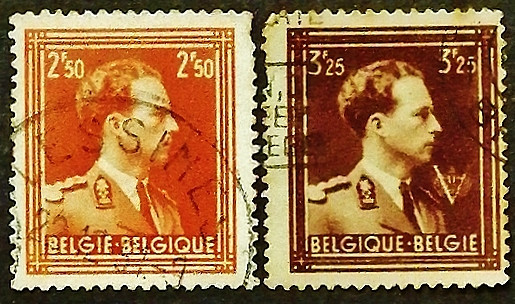 Набор почтовых марок (2 шт.). "Король Леопольд III". 1943-1951 годы, Бельгия. Набор почтовых марок (2 шт.). "Король Леопольд III". 1943-1951 годы, Бельгия.