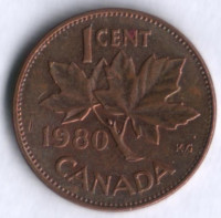 Монета 1 цент. 1980 год, Канада.