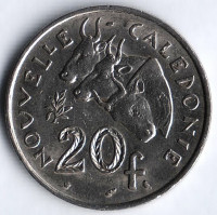 Монета 20 франков. 1972 год, Новая Каледония.
