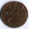 Монета 1/12 скиллинга. 1808 год, Швеция.