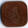 Монета 1 анна. 1943 год, Княжество Хайдарабад.