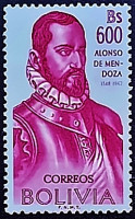 Марка почтовая (600 b.). "Алонсо де Мендоса". 1962 год, Боливия.
