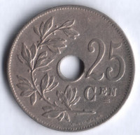 Монета 25 сантимов. 1926 год, Бельгия (Belgie).