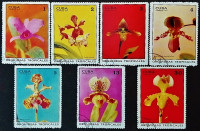 Набор почтовых марок (7 шт.). "Орхидеи". 1971 год, Куба.