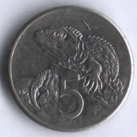 Монета 5 центов. 1987 год, Новая Зеландия.