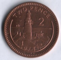 Монета 2 пенса. 2003 год, Гибралтар.