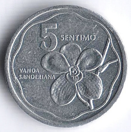 Монета 5 сентимо. 1983 год, Филиппины.