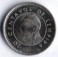 Монета 20 сентаво. 1999 год, Гондурас.