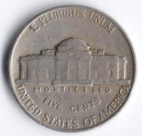 Монета 5 центов. 1942 год, США.