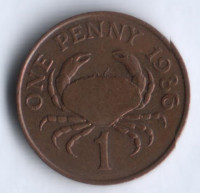 Монета 1 пенни. 1986 год, Гернси.