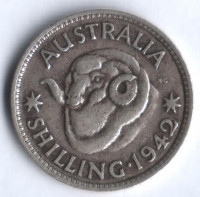 Монета 1 шиллинг. 1942(m) год, Австралия.