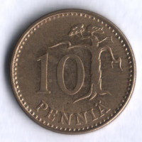 10 пенни. 1970 год, Финляндия.