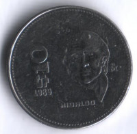 Монета 10 песо. 1989 год, Мексика. Мигель Идальго.