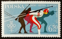 Марка почтовая. "Зимние Олимпийские Игры, Лэйк Плэсид-1980". 1980 год, Польша.