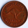 Монета 1/2 пенни. 1941(m) год, Австралия.