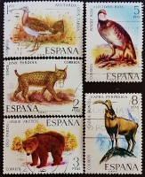 Набор почтовых марок (5 шт.). "Испанская фауна". 1971 год, Испания.