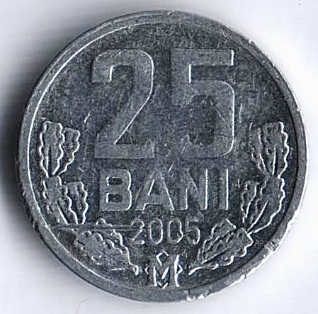 Монета 25 баней. 2005 год, Молдова.