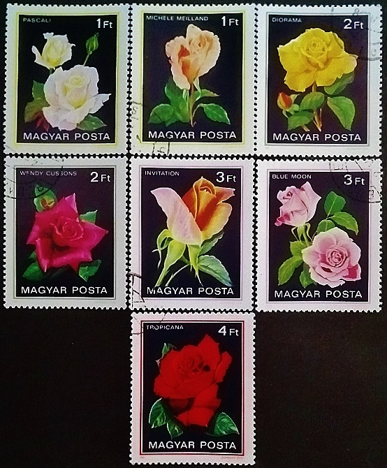 Набор почтовых марок (7 шт.). "Розы". 1982 год, Венгрия. Набор почтовых марок (7 шт.). "Розы". 1982 год, Венгрия.