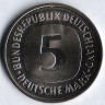 Монета 5 марок. 1980 год (G), ФРГ.