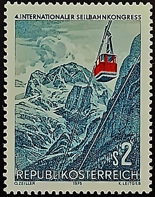Марка почтовая. "IV Международный конгресс по канатным дорогам". 1975 год, Австрия.