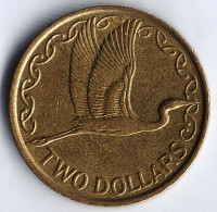 Монета 2 доллара. 1991 год, Новая Зеландия.