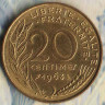Монета 20 сантимов. 1963 год, Франция.
