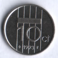 Монета 10 центов. 1993 год, Нидерланды.