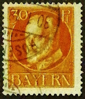 Почтовая марка (30 pf.). "Король Людвиг III". 1914 год, Бавария.