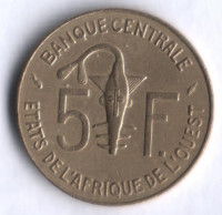 Монета 5 франков. 1982 год, Западно-Африканские Штаты.