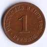 Монета 1 пфенниг. 1894 год (D), Германская империя.